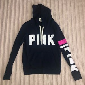 Victoria’s Secret PINK Logo Zip-Up Navy Blue